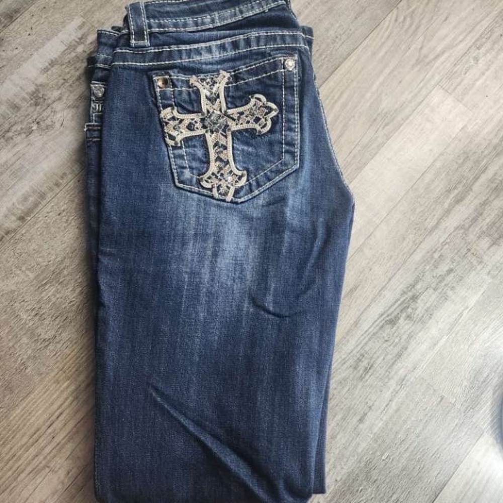Women's miss me Jeans with Embroidered Cross